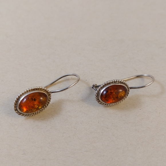 Sterling Silver Baltic Amber Earrings - Picture 9 of 11